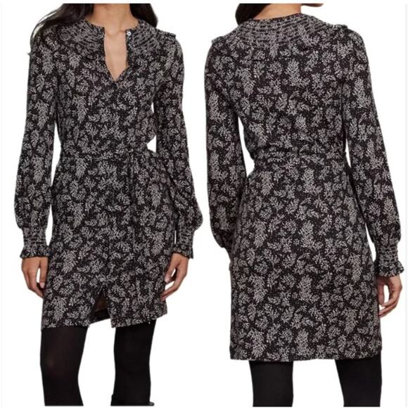 Boden Cotton Jersey Smocked Milkshake Leaf Sprig Fall Floral Size 6 R Dress - Picture 1 of 6